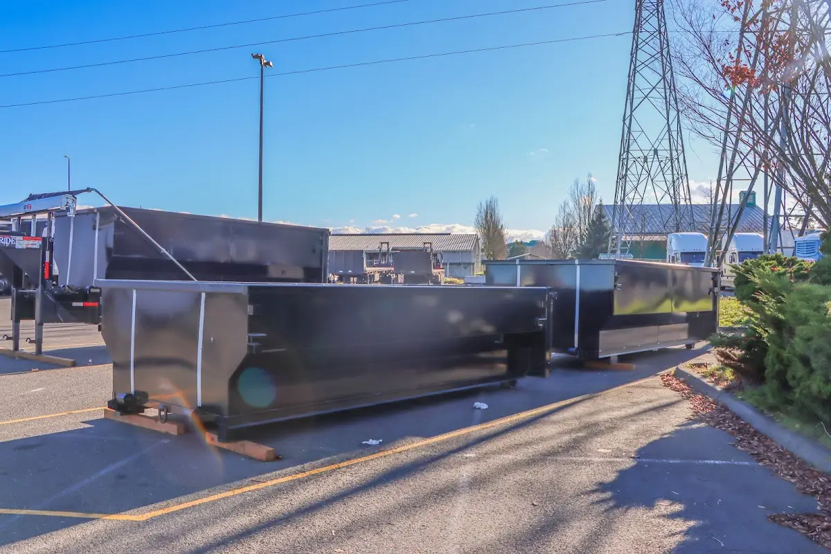 Roll-off dumpster ready for waste disposal at job site for 6 Yard Dumpster Rental in Berea